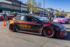 EV Madness Celebrity Cars and Coffee Modified Tesla Model 3