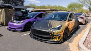 The Golden Tesla modded Tesla Model 3 located in Arizona.