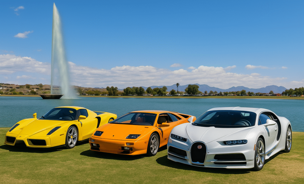 Best of Arizona Cars and Coffee event in Arizona located at Fountain Park in Fountain Hills in 2025. Same location as Concours in the Hills car show.