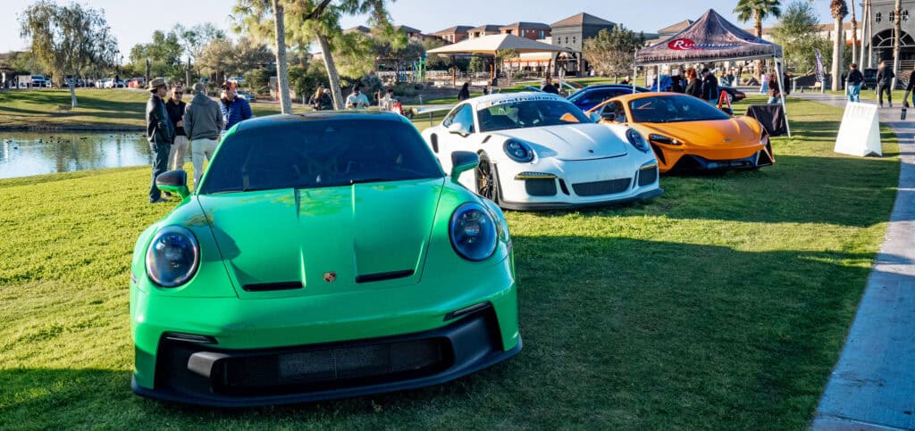 2025 Best of Arizona Cars and Coffee car show in Fountain Hills, AZ on the grass at Fountain Park.