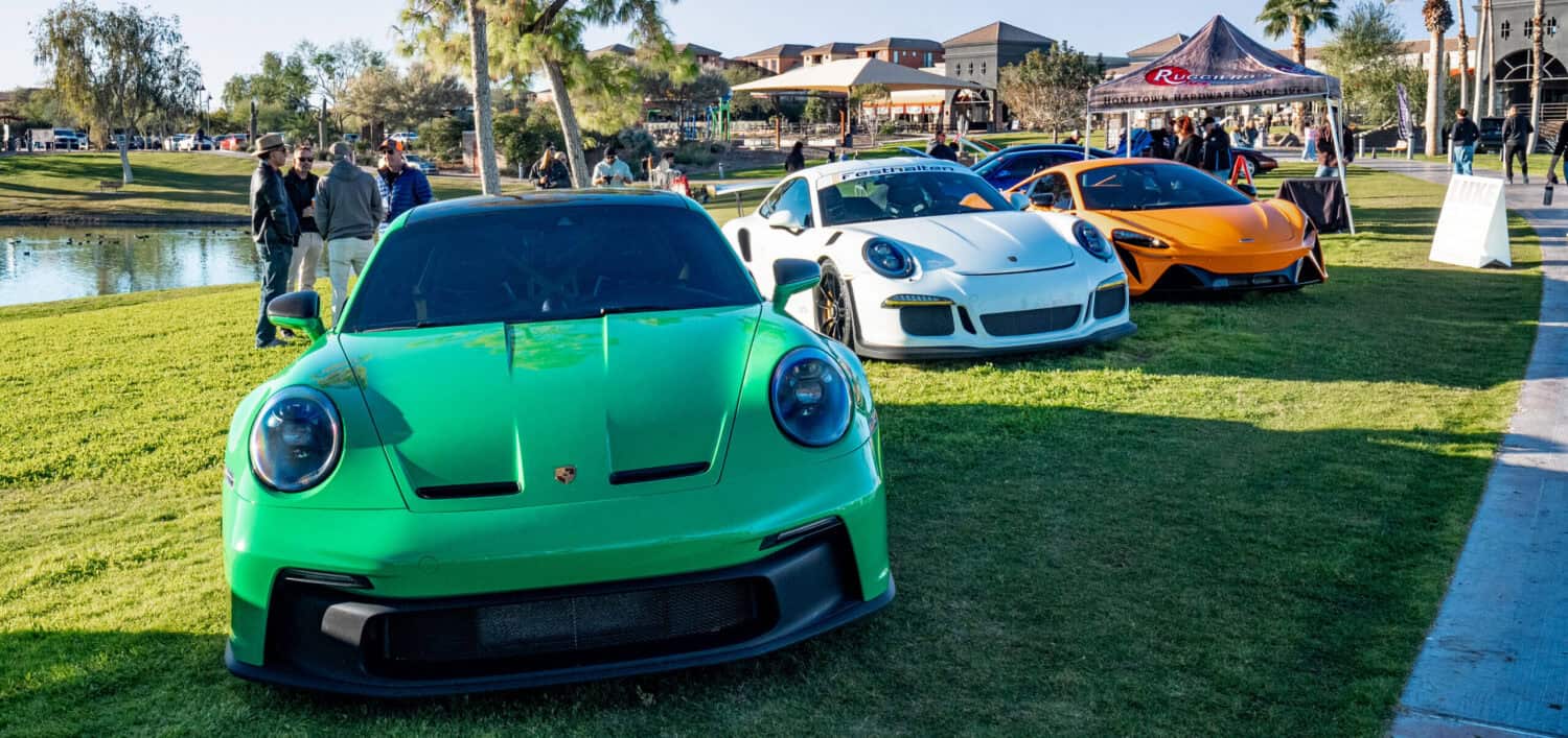 2025 Best of Arizona Cars and Coffee car show in Fountain Hills, AZ on the grass at Fountain Park.